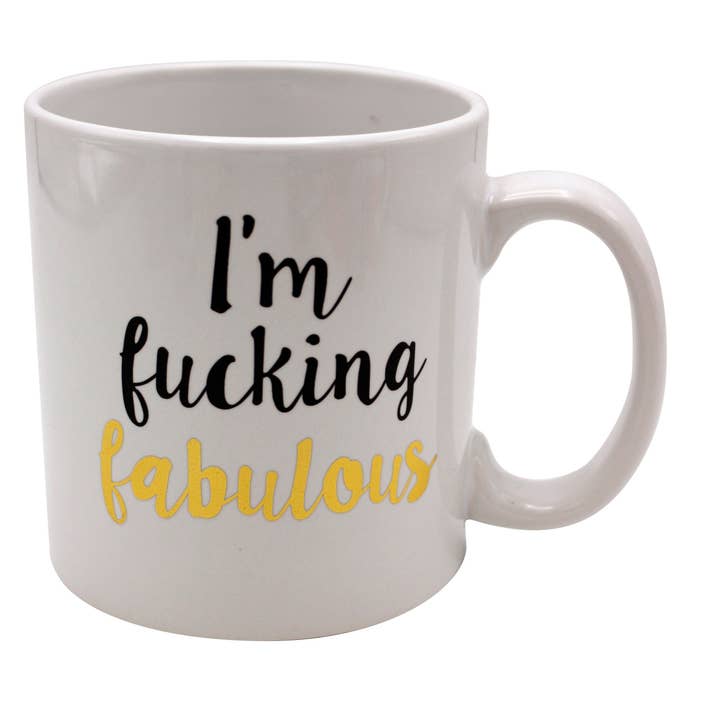 Giant 22 oz I'm Fucking Fabulous Foil Novelty Coffee Mug for wholesale by Island Dogs