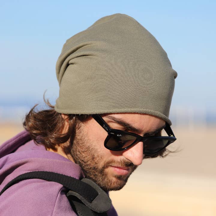 Purple Sardine – Großhandel Beanie – Herren – 403H The Combiner, Sweatshirt Stoff Militärgrün Beanie3