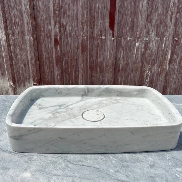 Arbon Marble - Wholesale Bathroom Accessory Set - Calacatta Gold Marble Sink, White Marble Vessel Sink on Top of Bathroom Vanity with Marble Sink Strainer Cover2