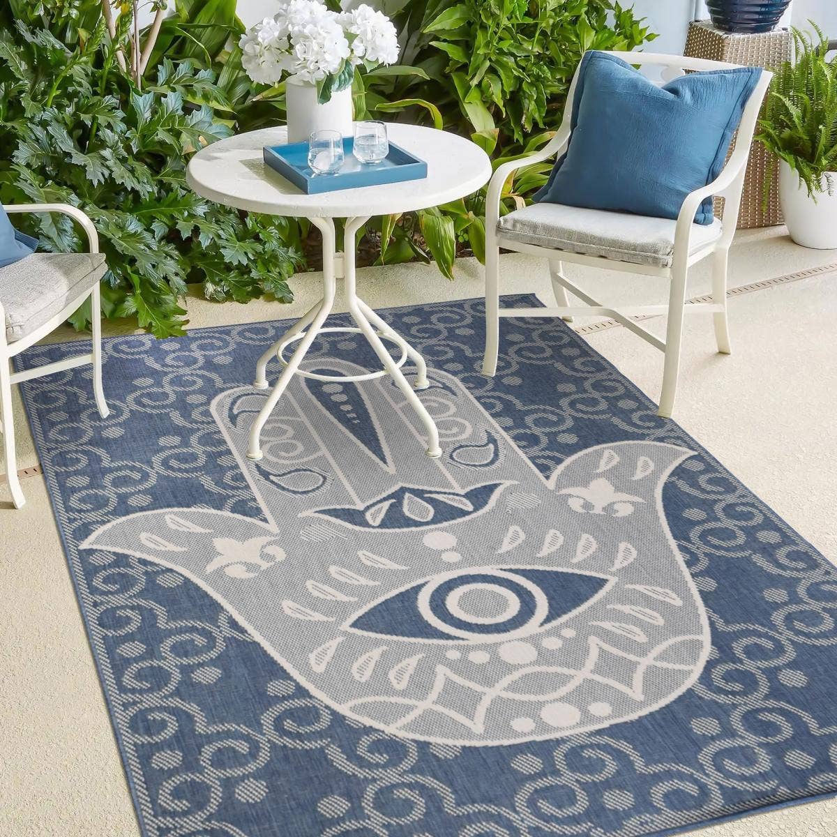 O&Ko - Wholesale Rug Pad - Blusafe Reversible Blue Outdoor Rug 80X150Cm1