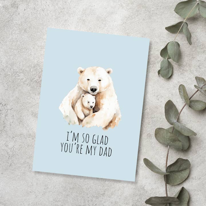 Jeg er så glad for, at du er min far | Fars Dags Kort for engroshandel hos JoeyPrints