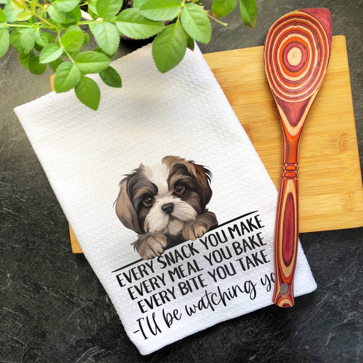 Asciugamano da cucina Shih Tzu Dog Every Snack You Make per la vendita all'ingrosso da parte di Swanky Bazaar