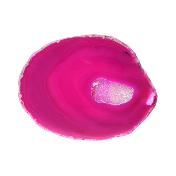 Medium plate in dyed fuchsia agate for wholesale by Vives de la Cortada S.L