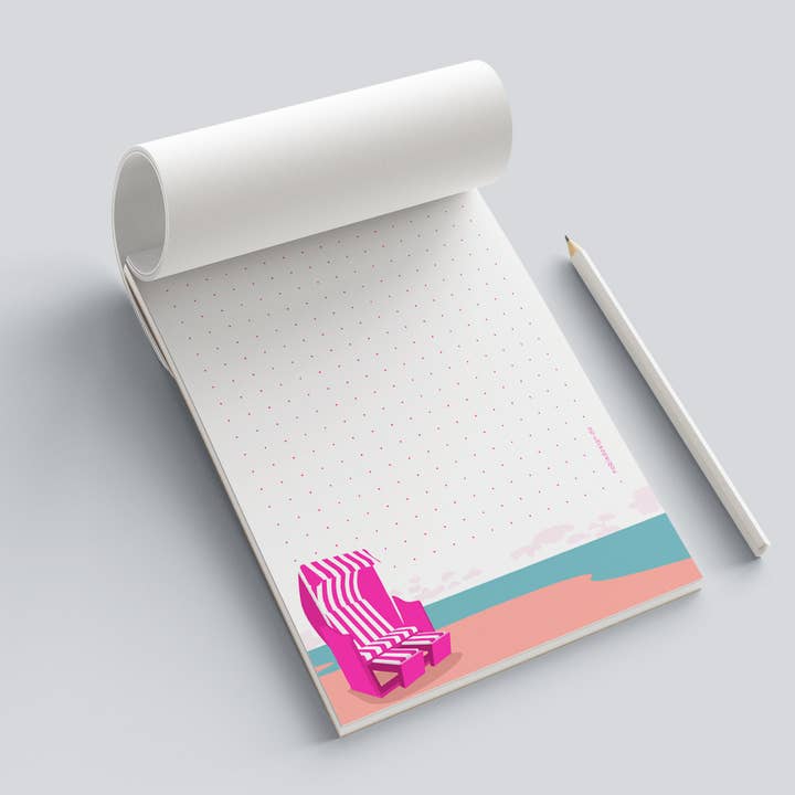 Notepad A5 - neon style - beach chair for wholesale by nobis design
