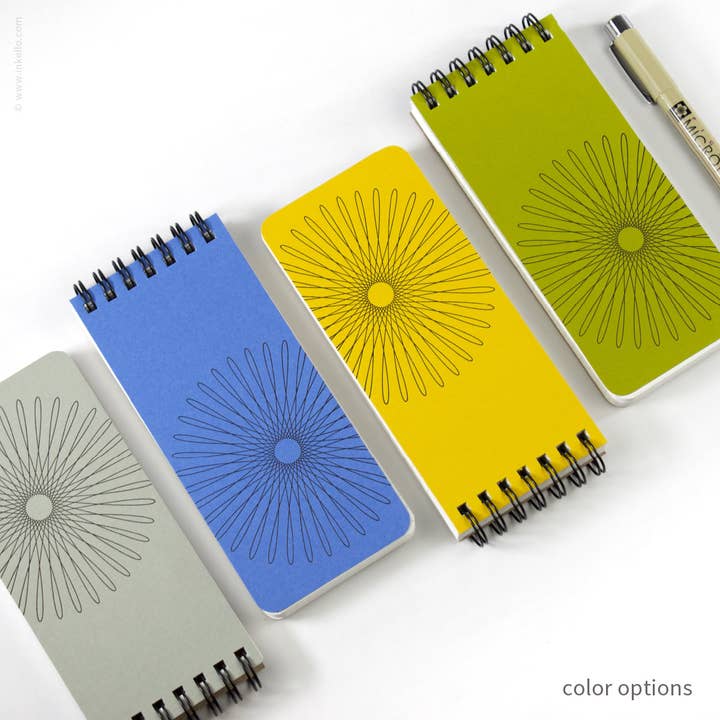 Small Spiral Notepad With Hypotrochoid (#507) for wholesale by Inkello Letterpress