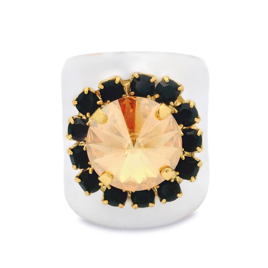 TOVA - Wholesale Cocktail/Statement Ring - Jacci Rings in Enamel Midnight Express2