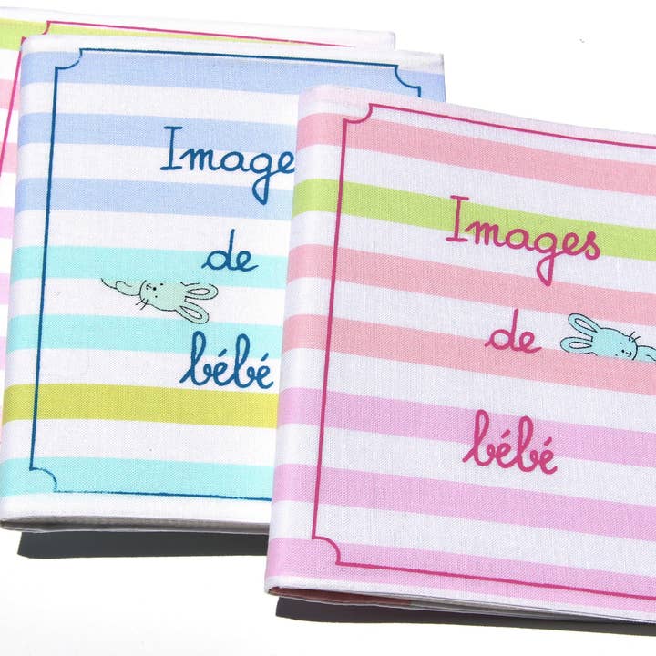 Álbum fotográfico/libro para presumir de bebé de lino, diseño de pascua/conejo para venta al por mayor de Estelle Billot