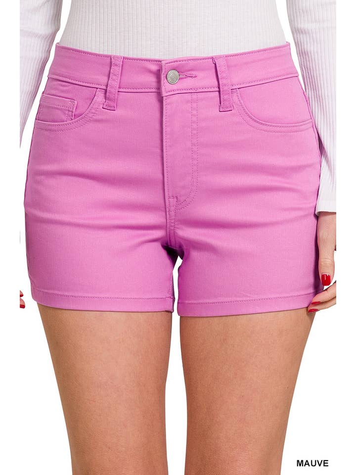42POPS - Wholesale Shorts - Women's - SI-24319 High Rise Color denim Jeans Shorts