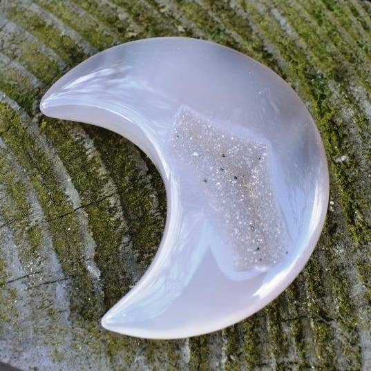 Ny! Agat Natural & Unik Crystal Druzy sten Polerad Månen Bit 40g Inc Gift Boxed för wholesale av Reiju