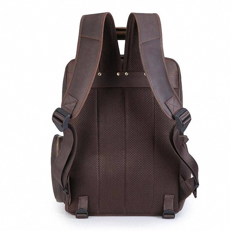 Steel Horse Leather - Venta al por mayor Mochila - Unisex - The Gaetano | Mochila grande de cuero para cámara con soporte para trípode3