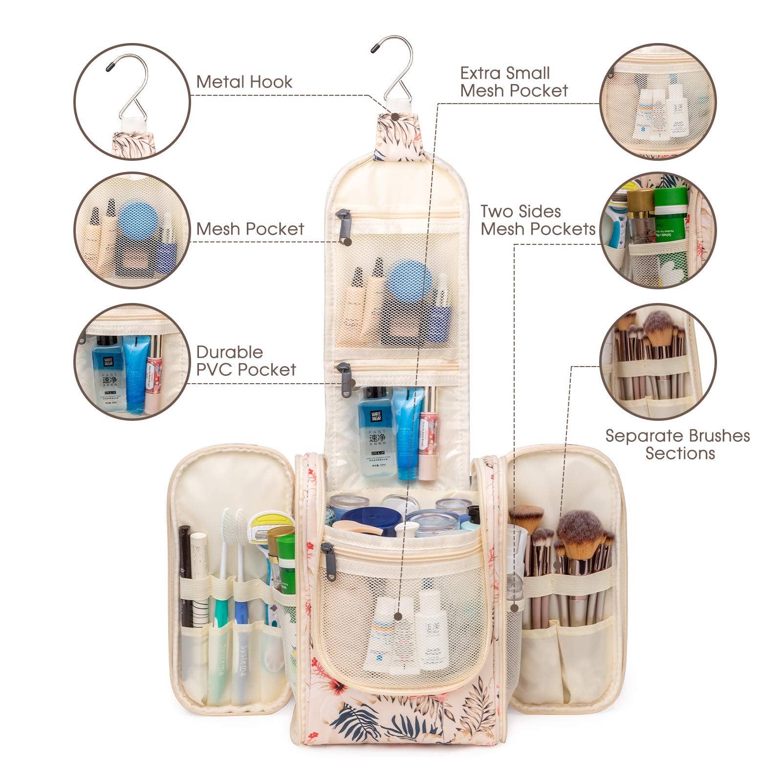 NARWEY INC - Wholesale Toiletry Bag - Women's - Large Hanging Toiletry Bag With Hook Cosmetics Organizer170