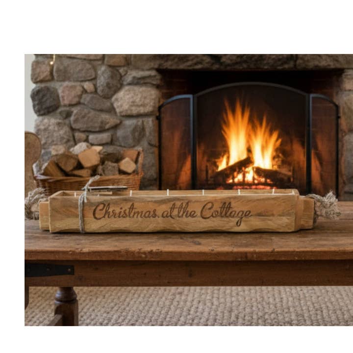 Mango Wood Dough Bowl - Engraved - Evergreen + Berry for wholesale by North Country Candle