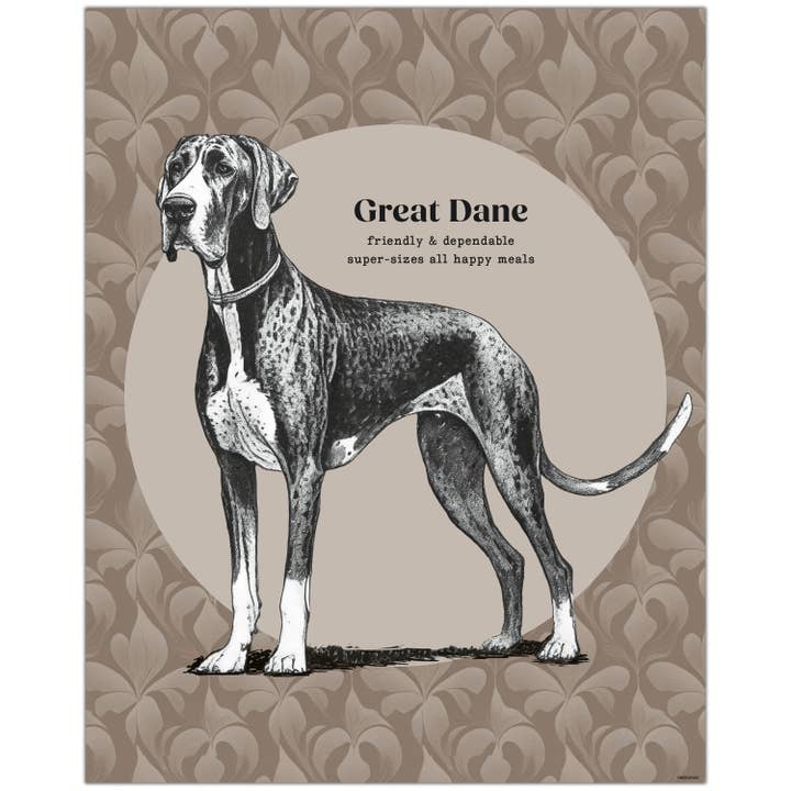 Décoration murale en forme de chien Dogue Allemand, 8 x 10, sans cadre pour la vente par Mod Day Art