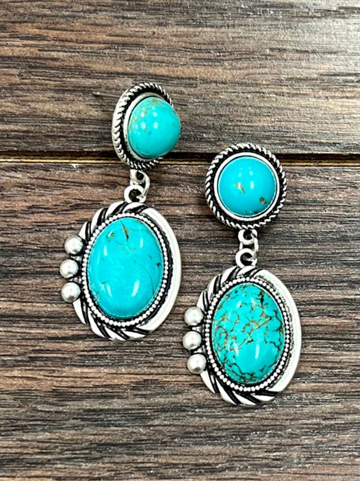 724188, Ovale Turquoise Oorstekers voor wholesale door ISAC Trading Inc