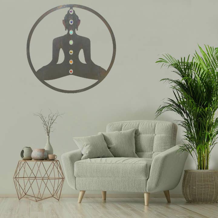 Metall-Wanddekoration Buddha mit Edelsteinen für den Großhandel von Dit Pracht