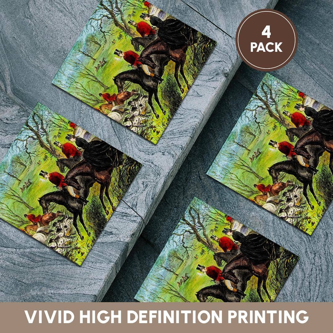 3dRose - Wholesale Coasters - 3dRose, Life of King Edward No. 26 The Fox Hunt Vintage Magic Lantern 1910, Coaster5