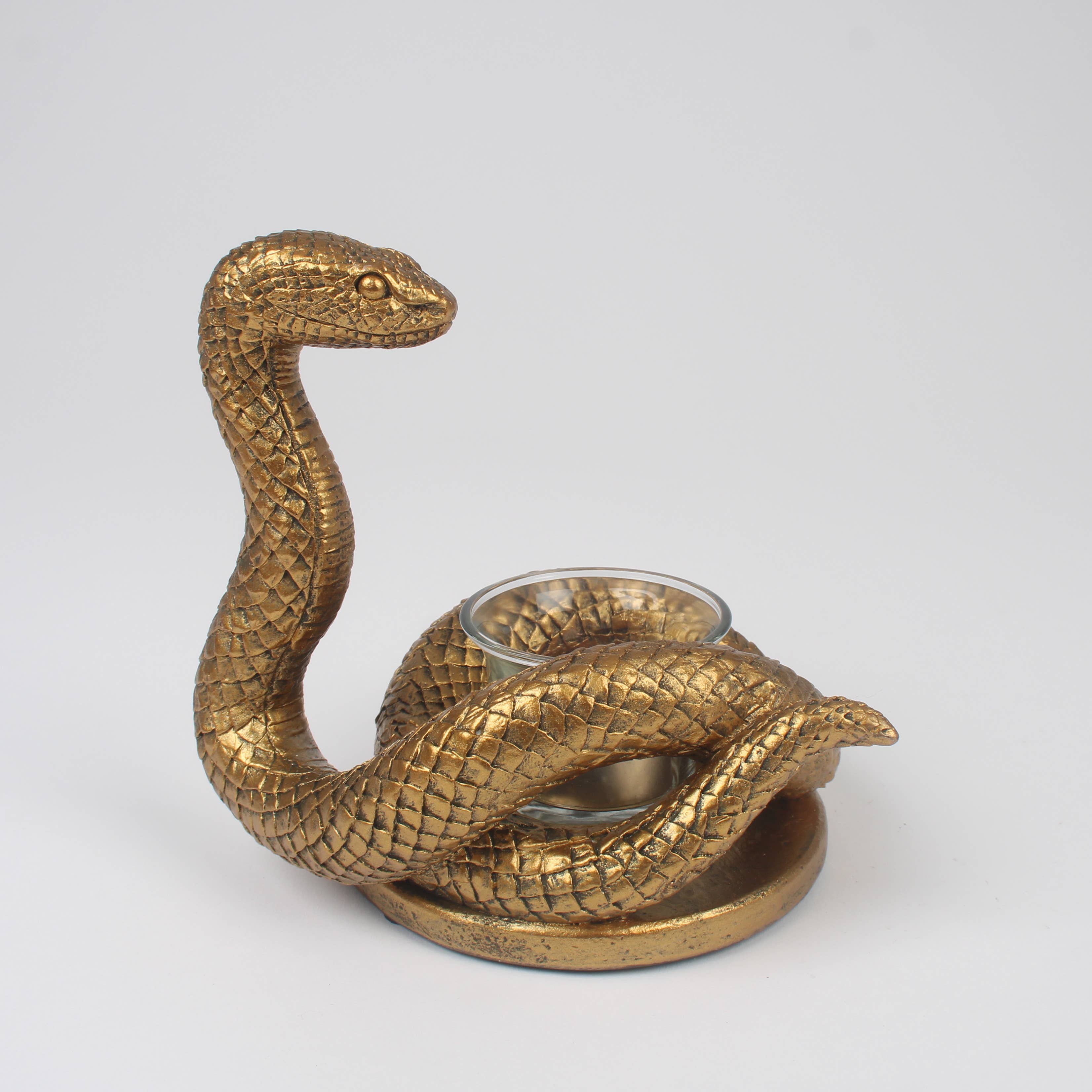 Originals International Ltd – wholesale Candle holder – Gold Snake Candle Holder– Gothic Noir Serpent-Inspired Decor1