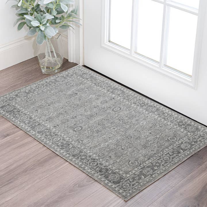 HomeRoots - Wholesale Area Rug - 2' X 3' Gray And Dark Gray Wool Medallion Hand Woven Area Rug1