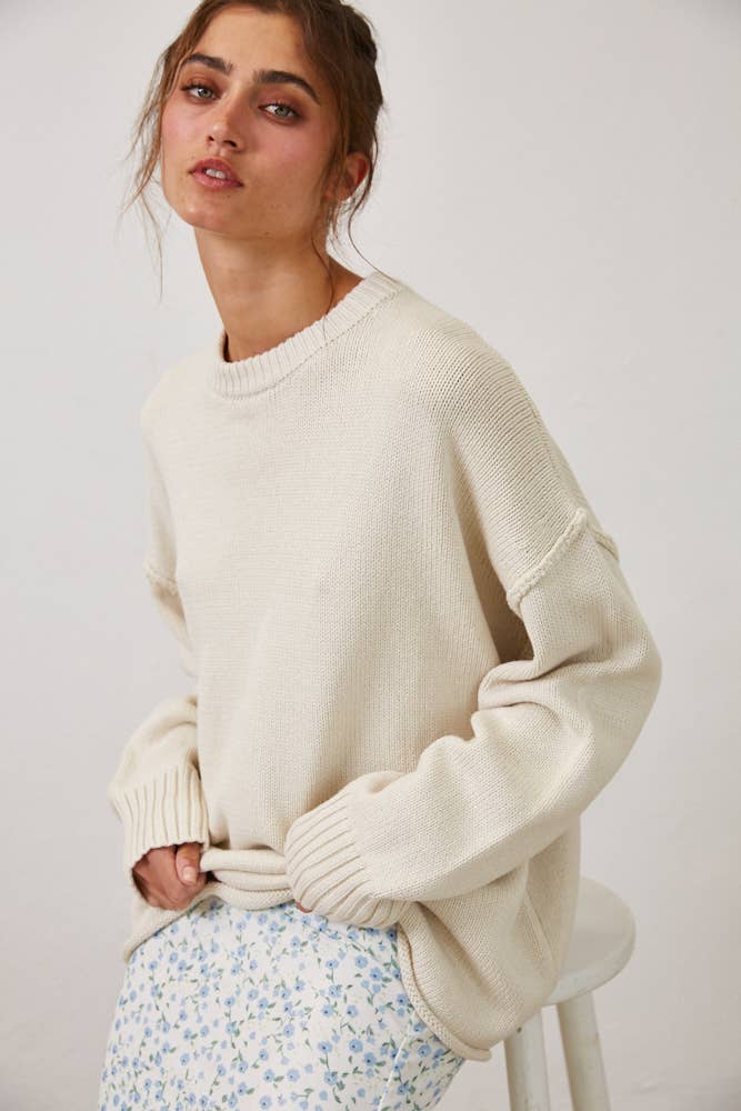 Creamon - Wholesale Pullover-trui - Dames - NSW2569-Ontspannen Boyfriend Fit Trui met Ronde Hals5