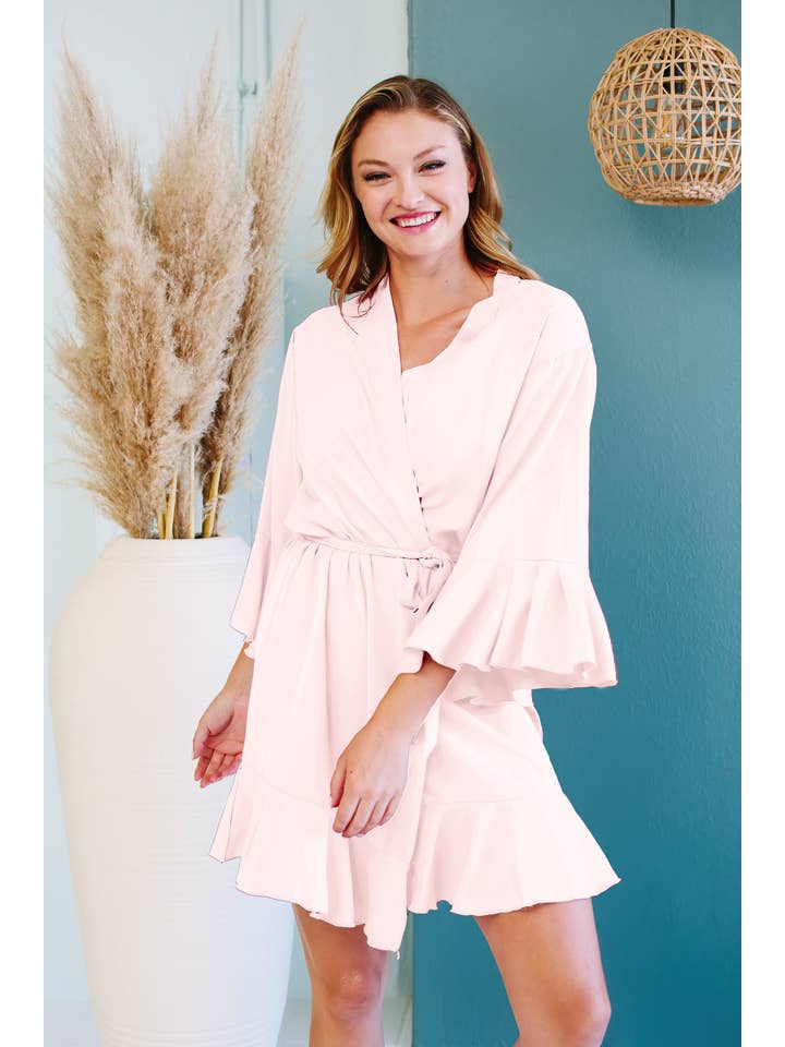 Belle's Design Shop - Wholesale Robe - Women's - Chiffon Satin Ruffle Robe15