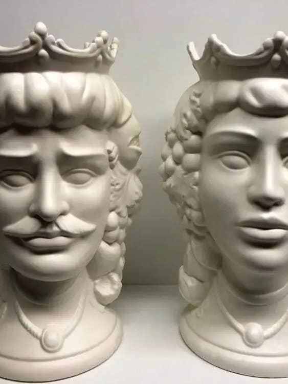 Kalat Moor's Heads Caltagirone Keramiek Fruit cm H.36 L.23 Mat Wit Artisan voor wholesale door DD Ceramiche Siciliane