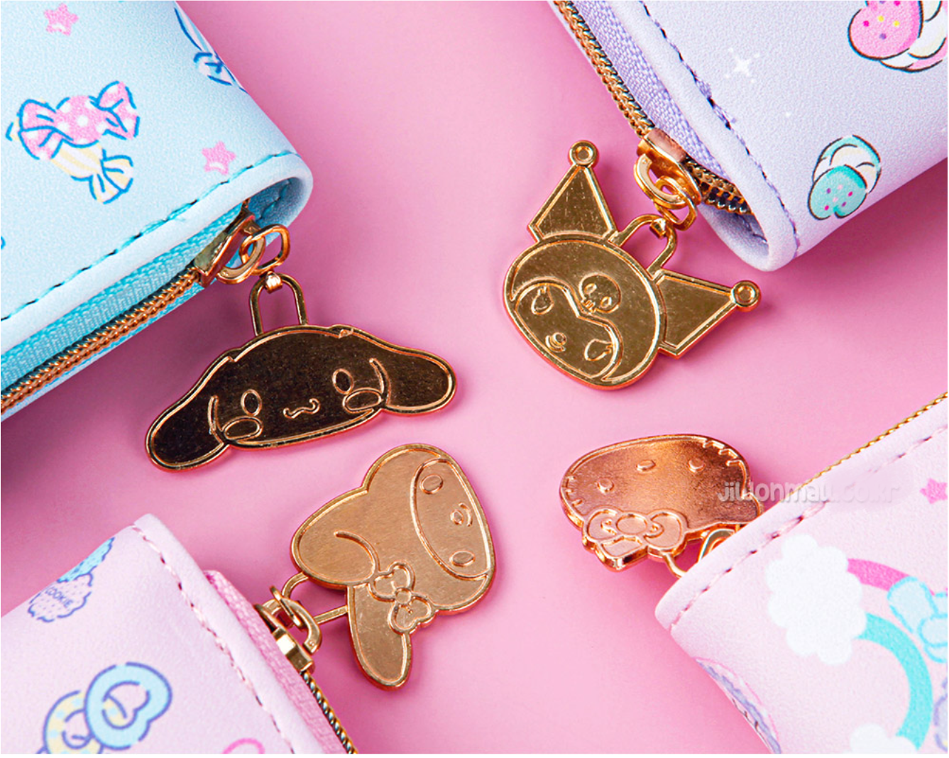 K-Wonderland – wholesale Wallet – Women's – Sanrio Characters Gold Zipper Charm Wallet Card Money Pouch6