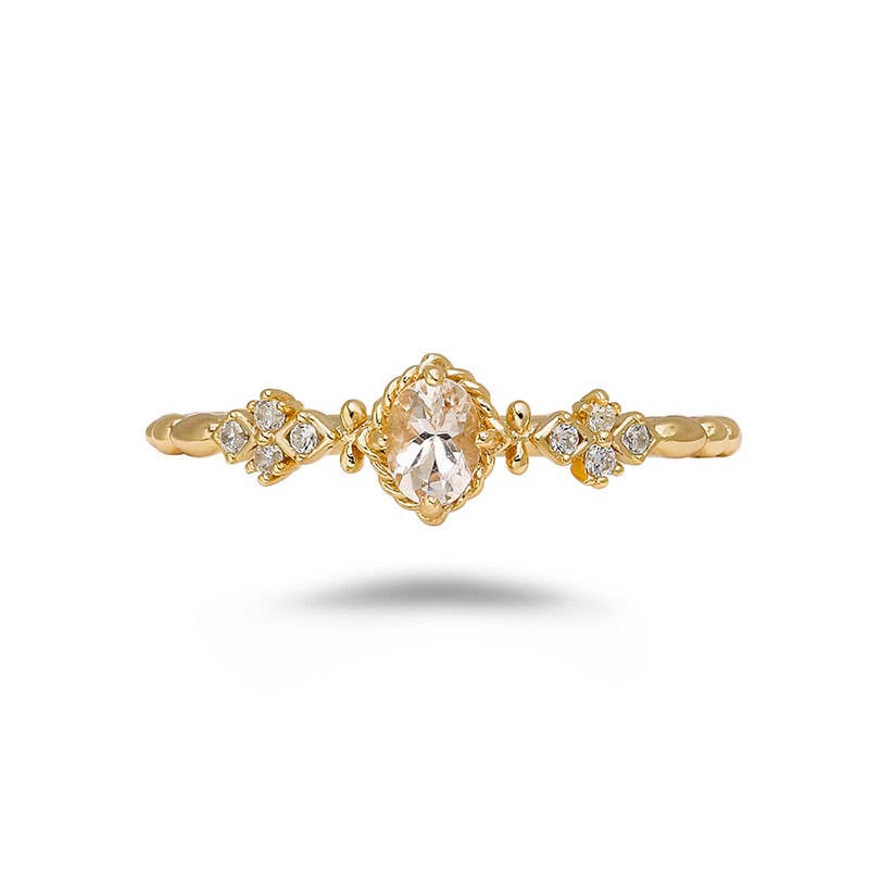 Gioiellin - S925 Silver Jewelry - Wholesale Multi-Stone Ring - S925 Sterling Silver Plated 14k Morganite Ring6