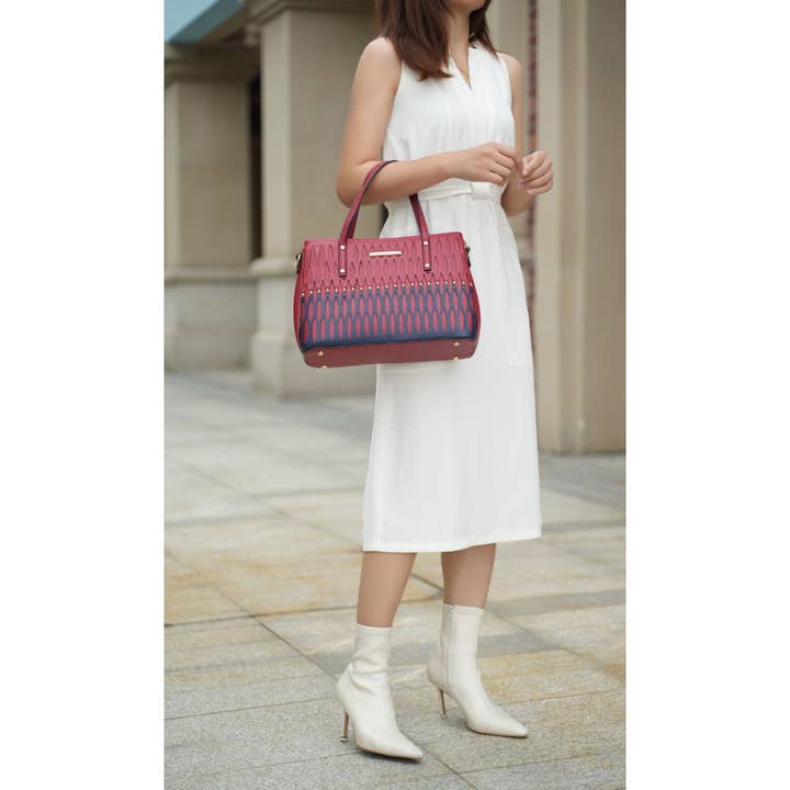 MKF Collection - Wholesale Tote Bag - Women's - Quinn Triple Compartment Color Block Tote Handbag by Mia K