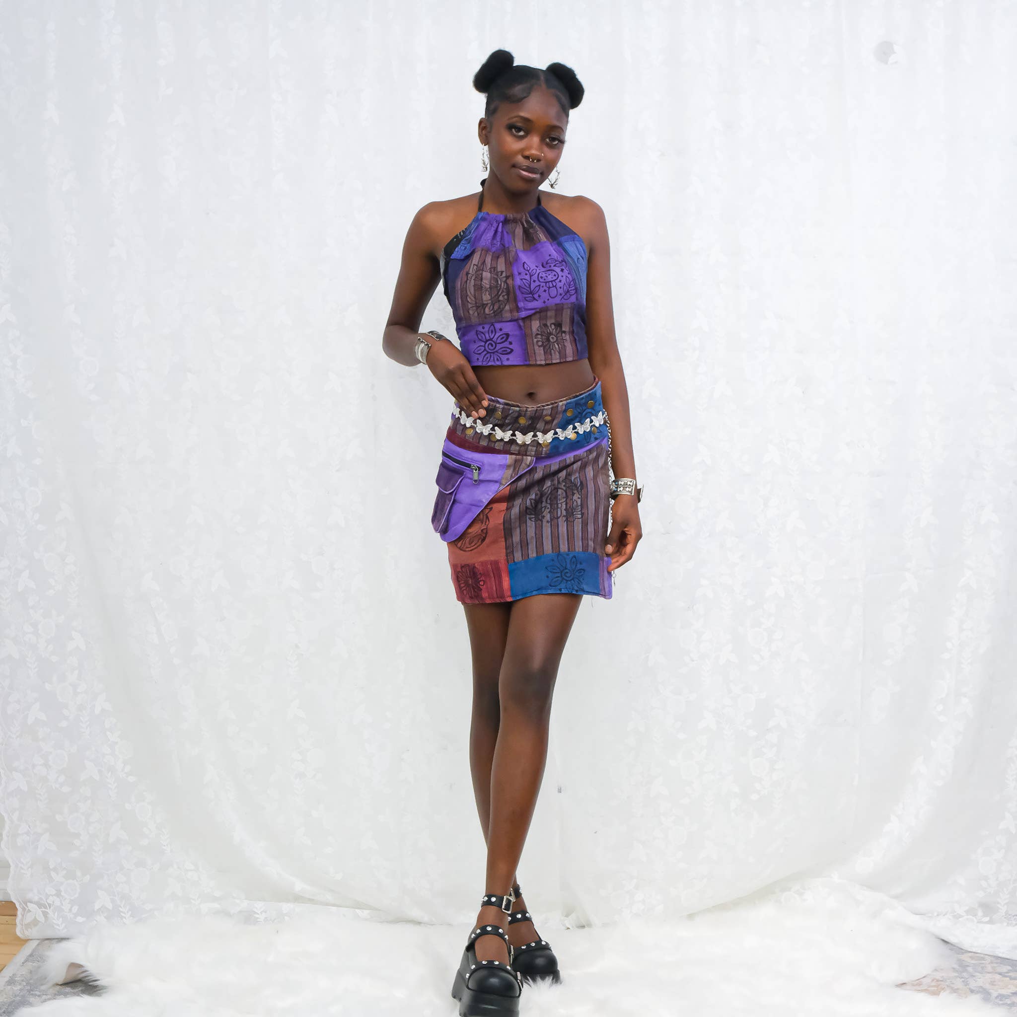 Karma Nepal Crafts - Wholesale Skirt - Women's - Patchwork Skirt with Button4