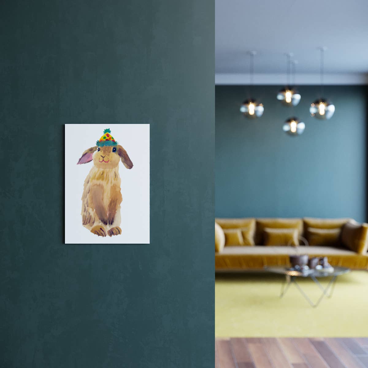 Rosie Webb illustrations - Wholesale Art Print - Party rabbit Giclee Print1