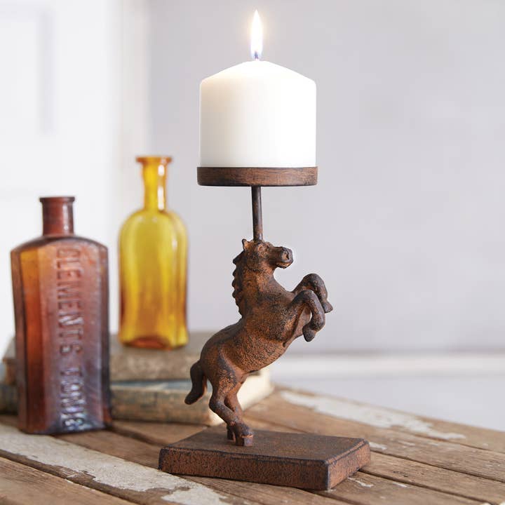 Rearing Horse Pillar Candle Holder for wholesale by CTW Home Collection