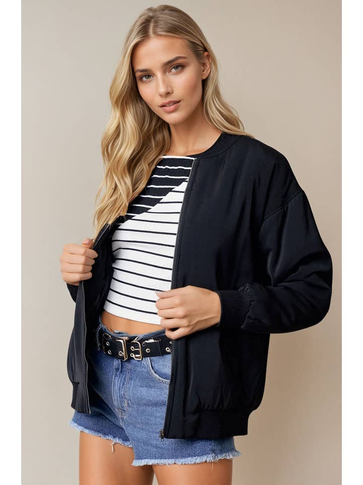 Doe and Rae - Wholesale Bomber Jacket - Women's - Drop Shoulder Bomber Jacket - 10260J-11