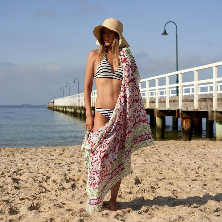Linen Connections – Engroshandel Strandbadekåbe – Dame – Bomuld Grøn Sarong - Seaside Bliss