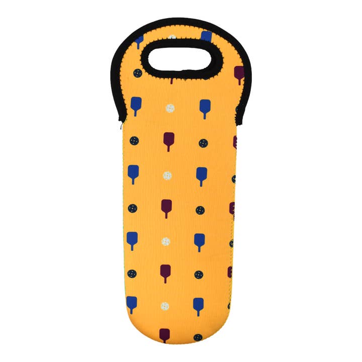 Pickleball Wine Bottle Tote - Yellow for wholesale by Racquet Inc