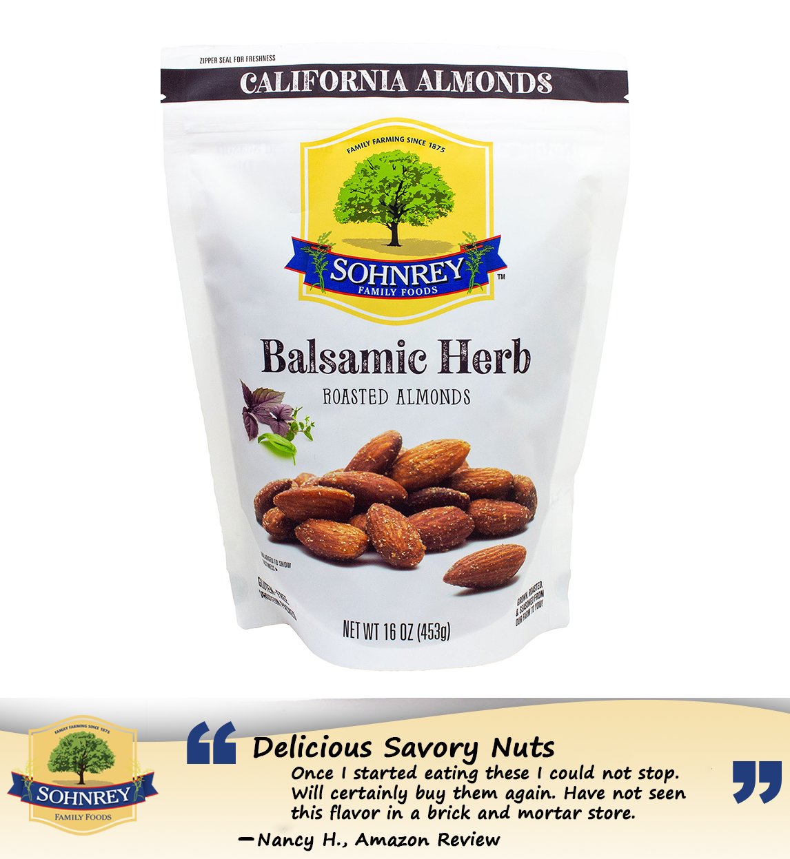 Sohnrey Family Foods LLC - Wholesale Nuts - Balsamic Herb Almonds 1 lb3