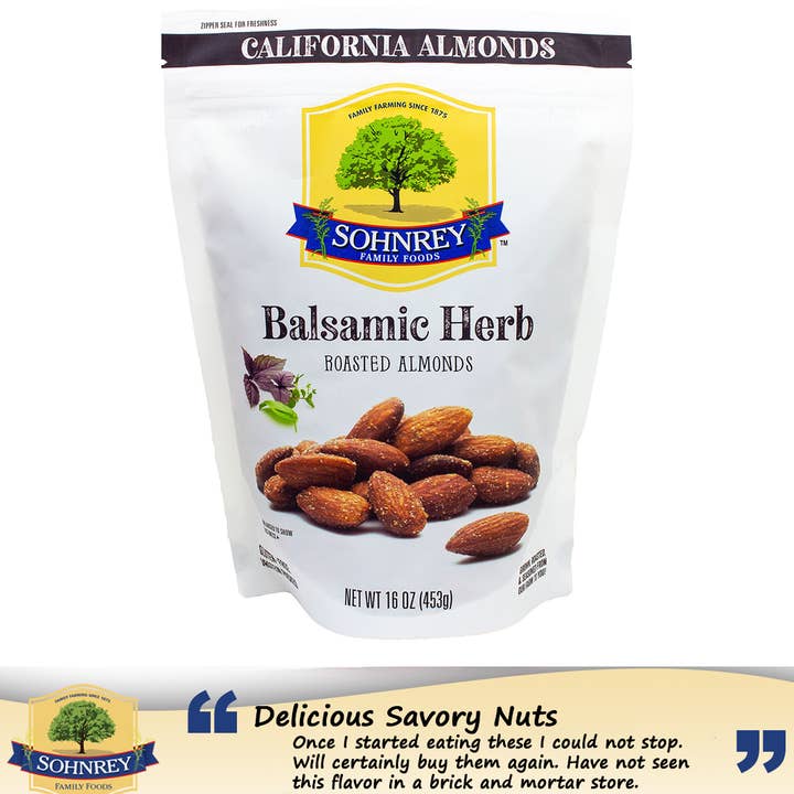 Sohnrey Family Foods LLC - Wholesale Nuts - Balsamic Herb Almonds 1 lb3