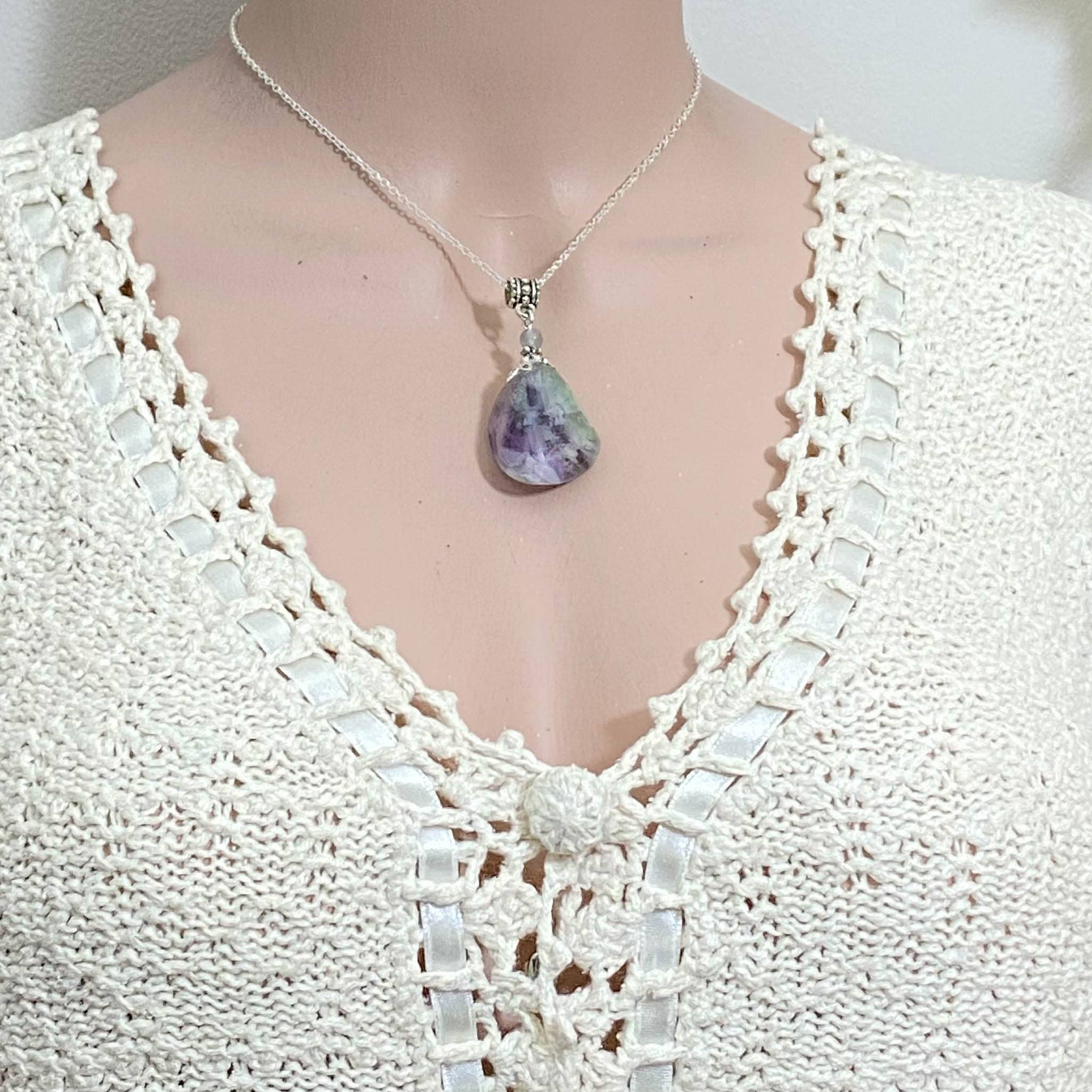 Glorious Healing Crystals - Wholesale Pendant/Charm Necklace - Rainbow Fluorite Pendant / Inner Wisdom Necklace6