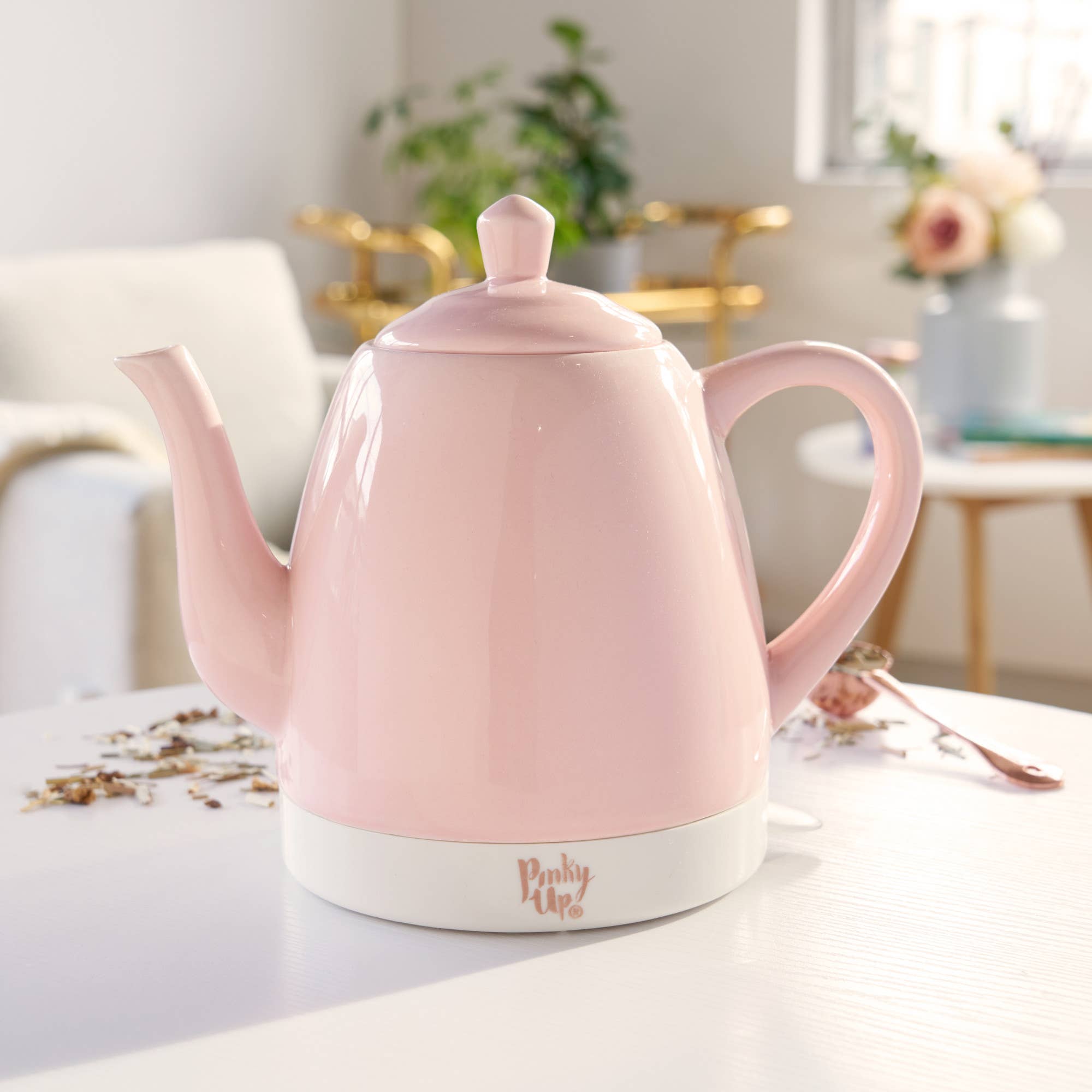 Pinky Up - Wholesale Tea Pot - Noelle™ Ceramic Electric Gooseneck Tea Kettle 50oz in Pink4