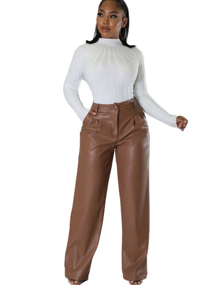 By Claude - Wholesale Pants - Women's - WOMEN FASHION PU LEATHER PANTS1