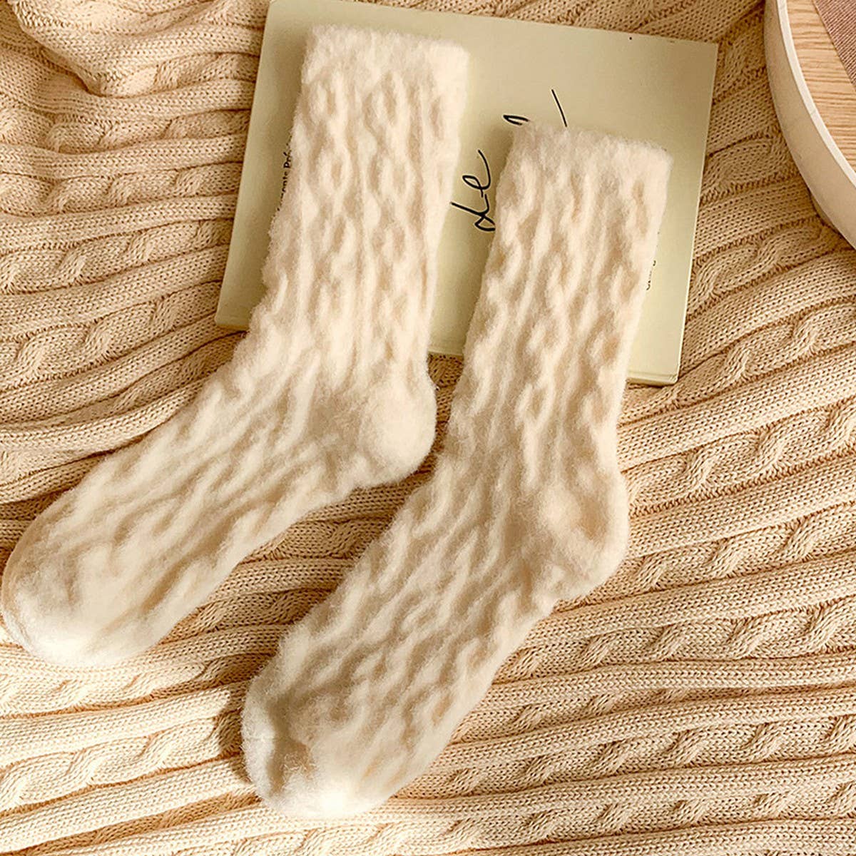 ACCITY - Wholesale Socks - Women's - Cable Knit Socks Women Candy Color Winter Warm_CWMS028837