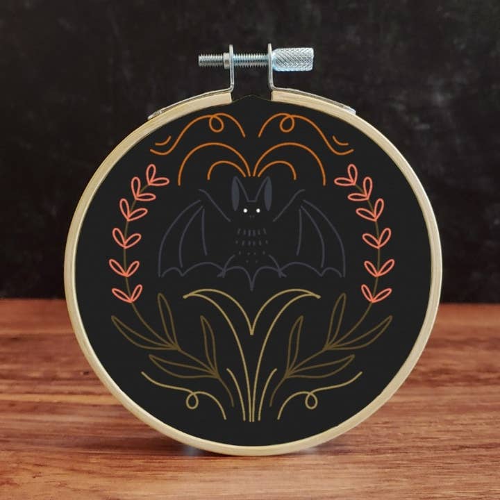 Embroidery Kit: Bat Embroidery Kit for wholesale by Holly L'Oiseau