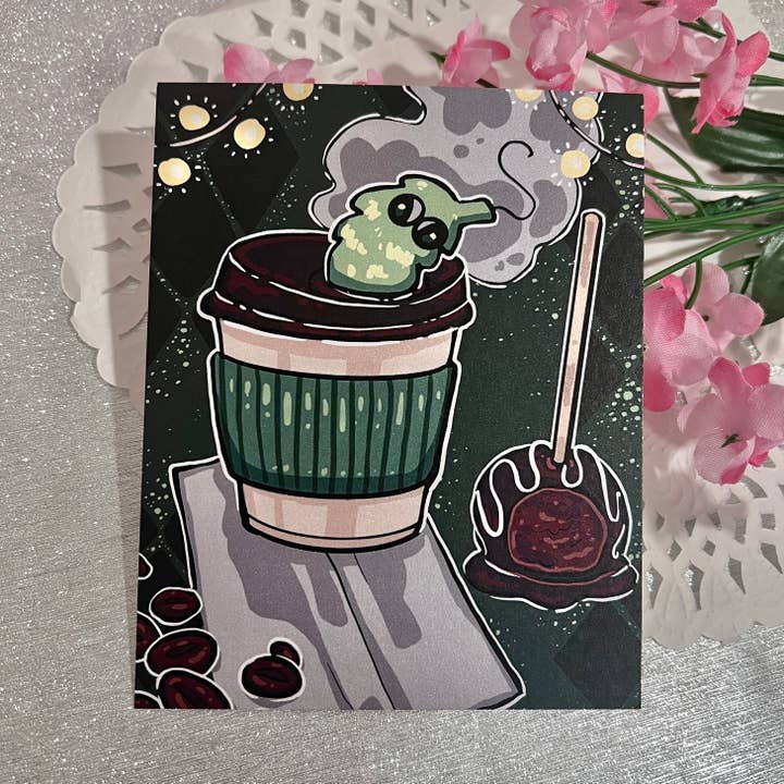 Woolblossom - Wholesale Art print - Coffee Order Fuzzy Worm ~ Shimmer Print