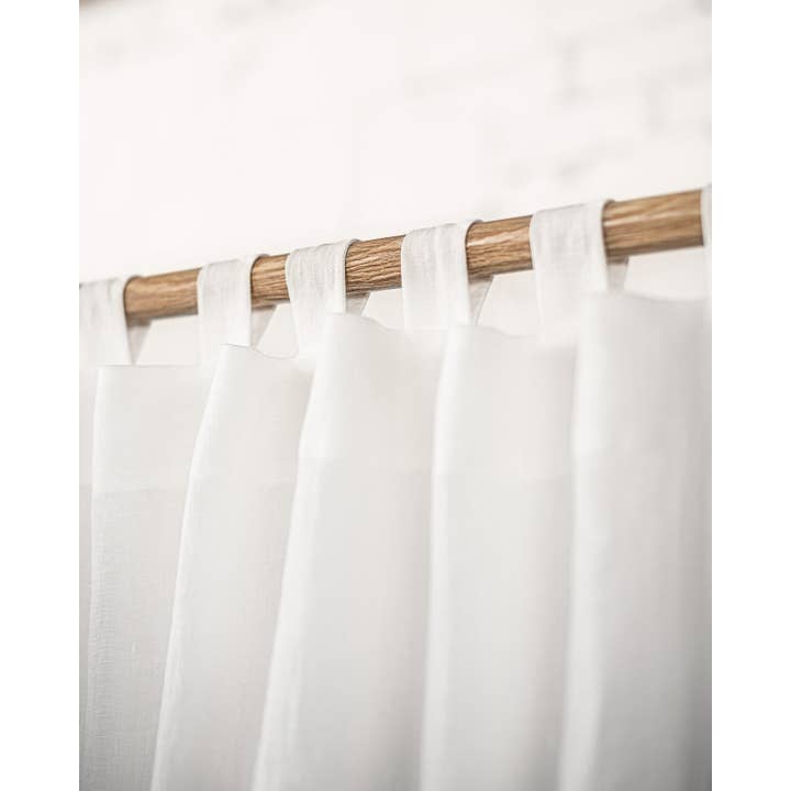 Linen Couture – wholesale Gardin – Vit linnegardin med hällor