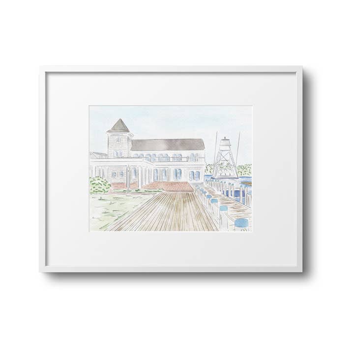 Wychmere Beach Club Harwichport Cape Cod Art Print for wholesale by WonderfullyWrittenCo