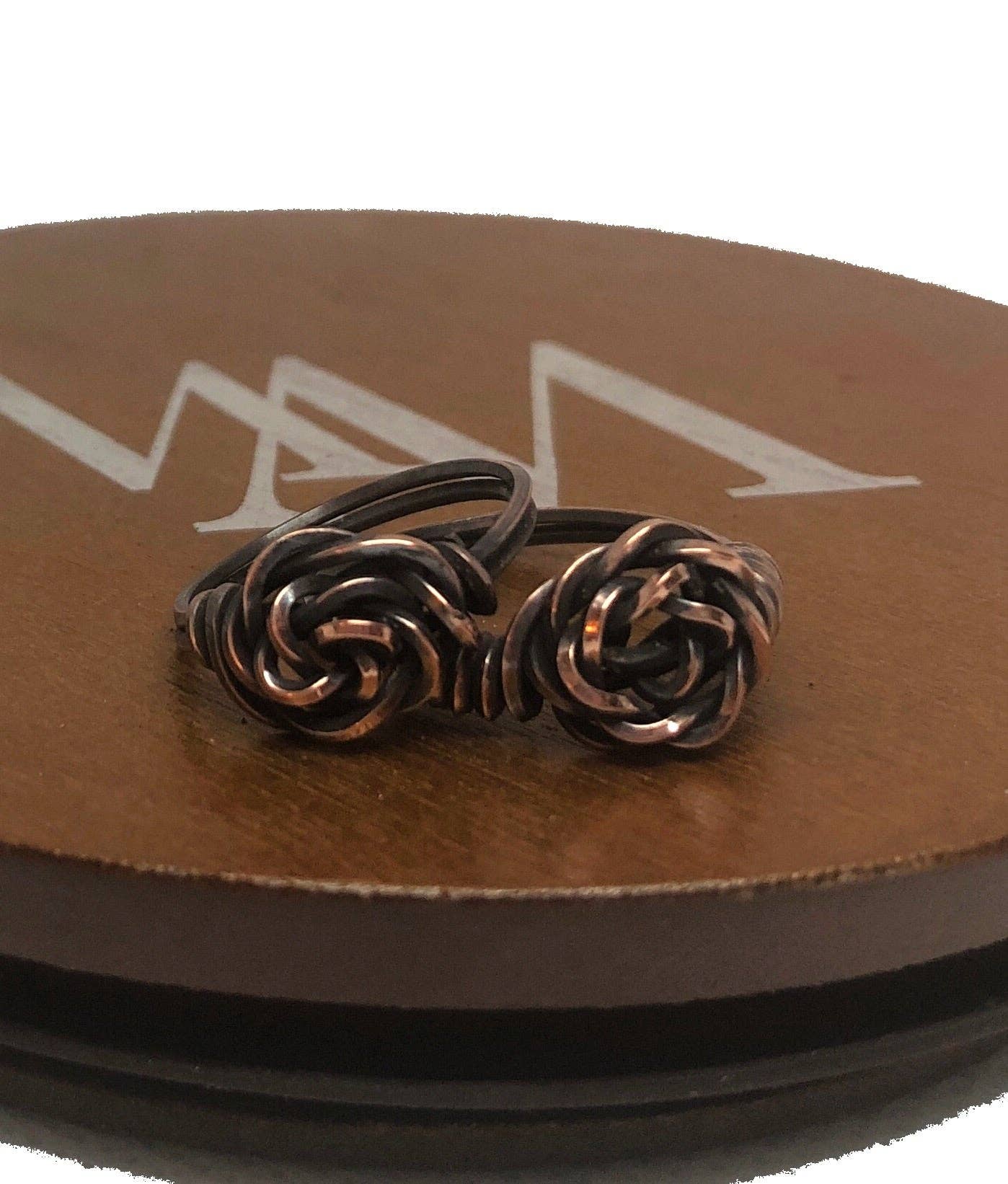 Handmade by Marlayna - Wholesale Band/Stacked Ring - Wire Wrapped Twisted Copper Rose Ring1
