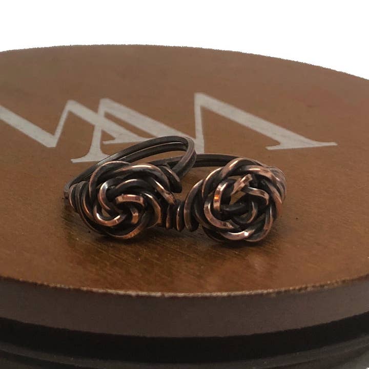 Handmade by Marlayna - Wholesale Band/Stacked Ring - Wire Wrapped Twisted Copper Rose Ring1