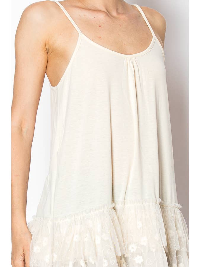 Origami Apparel ~ Lace and Crochet inspired - Wholesale Tank Top - Women's - 501-T14 BEIGE