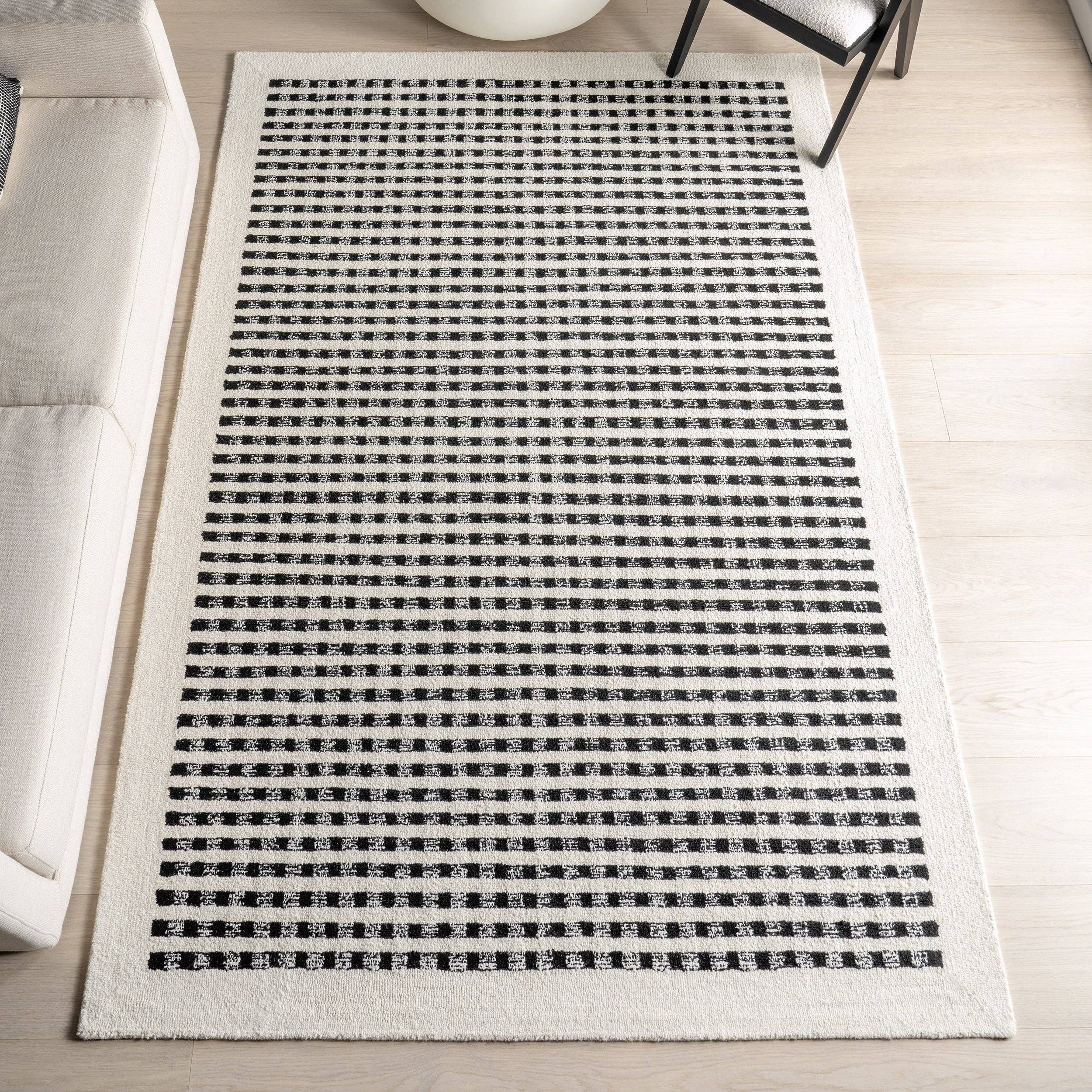 Ivory Adahlia Checkered Wool Area Rug for wholesale on Faire9