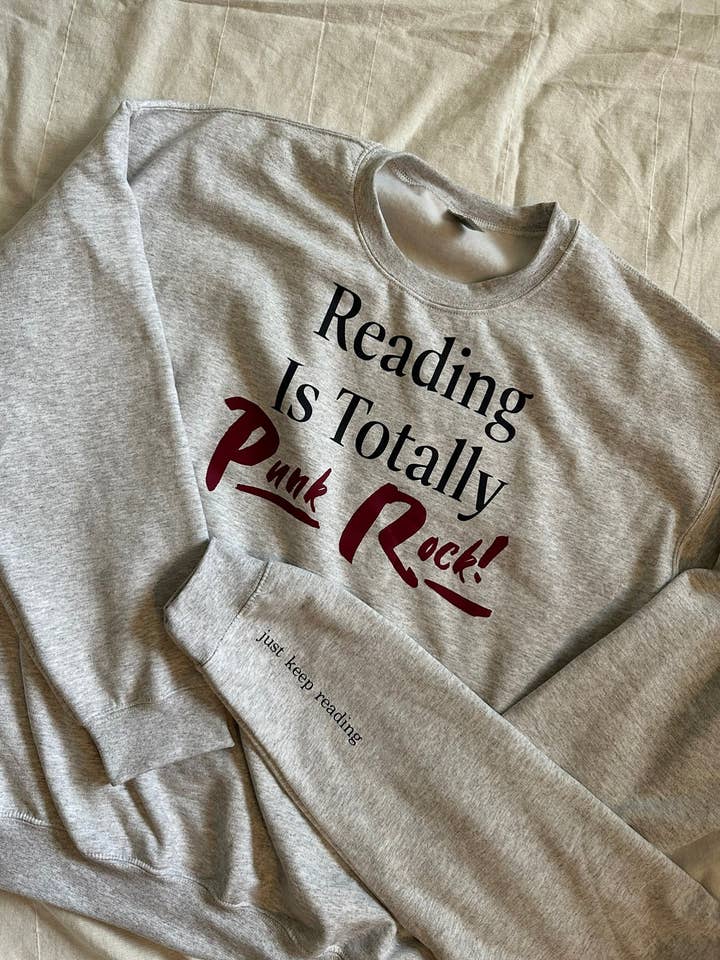 Reading Is Punk Rock Crewneck for wholesale by Literary Looks