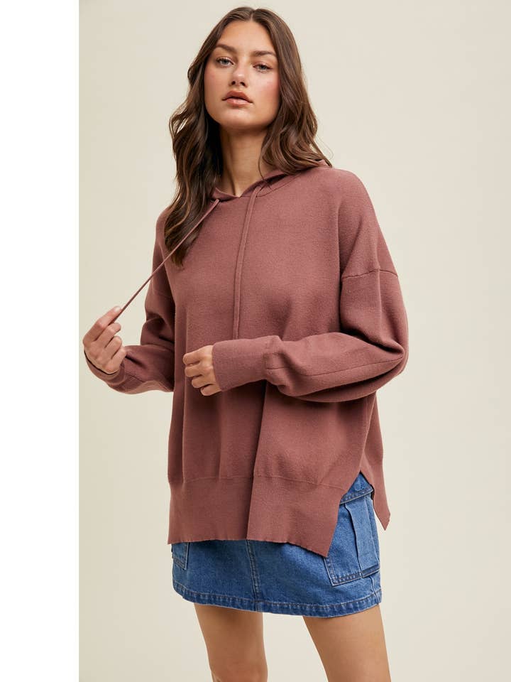 HOODED SWEATER WITH SIDE SLITS / WL24-9181 for wholesale by Wishlist Apparel